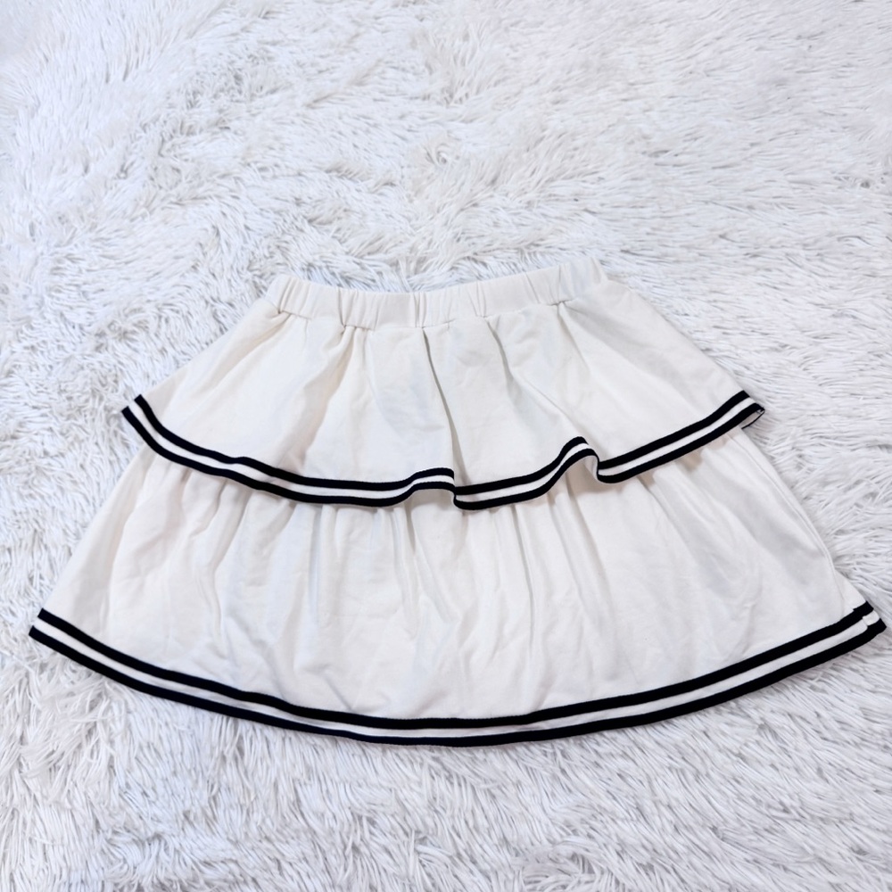 Crewcuts‎ NWT girl's tiered sailor skirt in terry in white elastic waist
